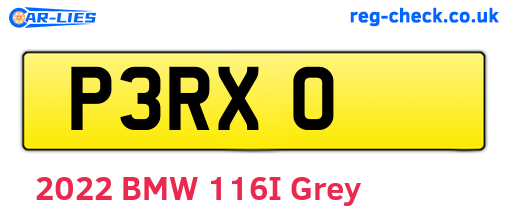 P3RXO are the vehicle registration plates.