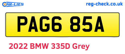 PAG685A are the vehicle registration plates.