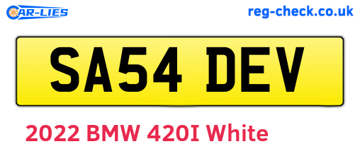 SA54DEV are the vehicle registration plates.