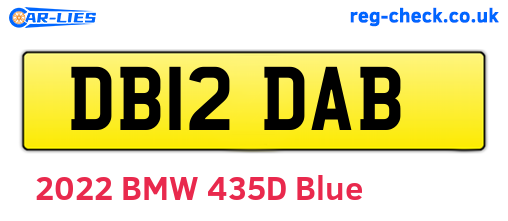 DB12DAB are the vehicle registration plates.