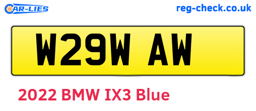 W29WAW are the vehicle registration plates.