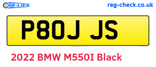 P80JJS are the vehicle registration plates.