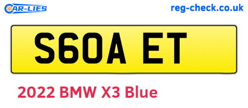 S60AET are the vehicle registration plates.