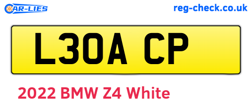 L30ACP are the vehicle registration plates.
