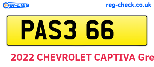 PAS366 are the vehicle registration plates.