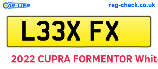 L33XFX are the vehicle registration plates.