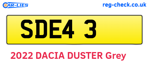 SDE43 are the vehicle registration plates.