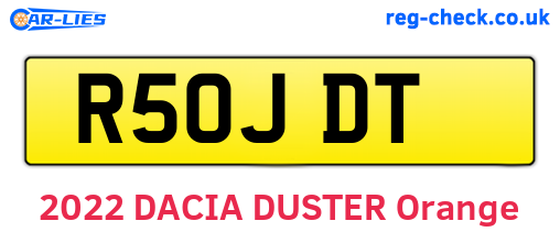 R50JDT are the vehicle registration plates.