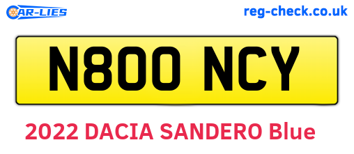 N800NCY are the vehicle registration plates.