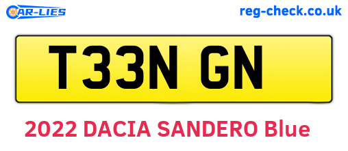 T33NGN are the vehicle registration plates.
