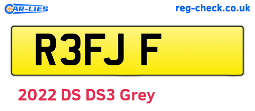 R3FJF are the vehicle registration plates.