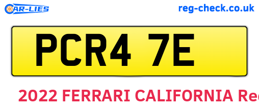 PCR47E are the vehicle registration plates.