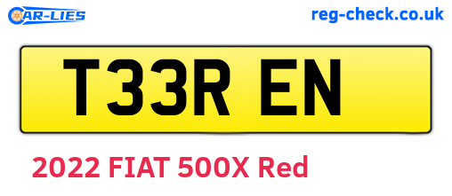 T33REN are the vehicle registration plates.