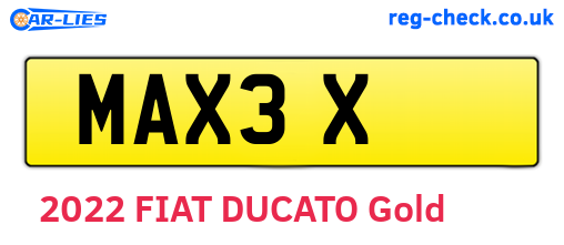 MAX3X are the vehicle registration plates.