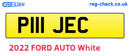P111JEC are the vehicle registration plates.