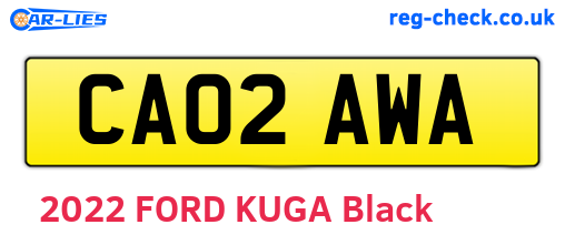 CA02AWA are the vehicle registration plates.