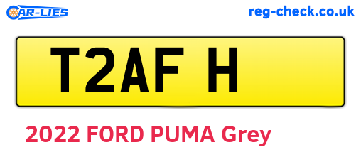 T2AFH are the vehicle registration plates.