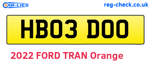 HB03DOO are the vehicle registration plates.