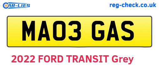 MA03GAS are the vehicle registration plates.