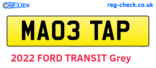 MA03TAP are the vehicle registration plates.