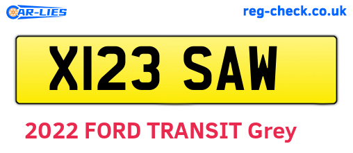 X123SAW are the vehicle registration plates.