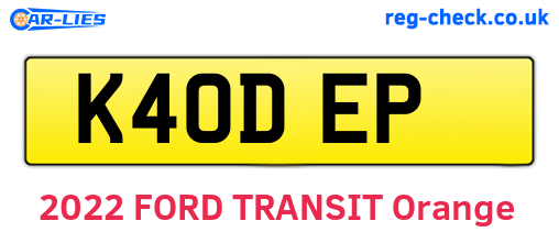 K40DEP are the vehicle registration plates.