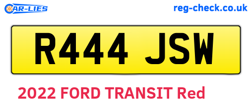 R444JSW are the vehicle registration plates.