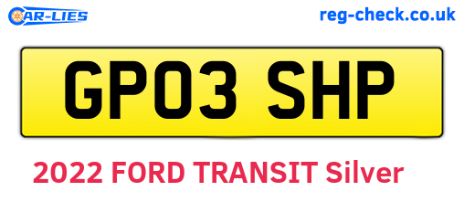 GP03SHP are the vehicle registration plates.