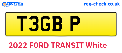 T3GBP are the vehicle registration plates.