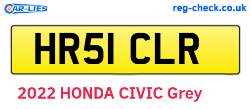 HR51CLR are the vehicle registration plates.