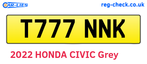 T777NNK are the vehicle registration plates.