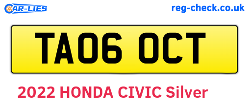 TA06OCT are the vehicle registration plates.