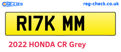 R17KMM are the vehicle registration plates.