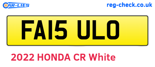FA15ULO are the vehicle registration plates.