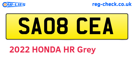 SA08CEA are the vehicle registration plates.