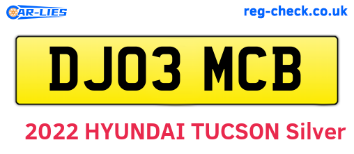 DJ03MCB are the vehicle registration plates.