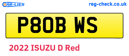 P80BWS are the vehicle registration plates.