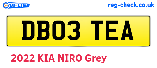 DB03TEA are the vehicle registration plates.