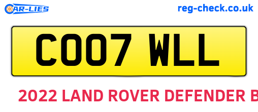 CO07WLL are the vehicle registration plates.