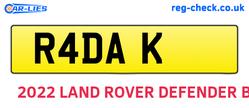 R4DAK are the vehicle registration plates.