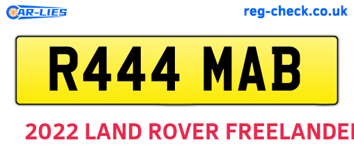 R444MAB are the vehicle registration plates.