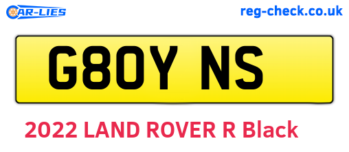 G80YNS are the vehicle registration plates.
