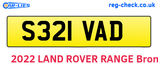 S321VAD are the vehicle registration plates.