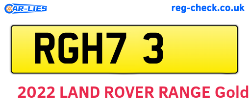 RGH73 are the vehicle registration plates.