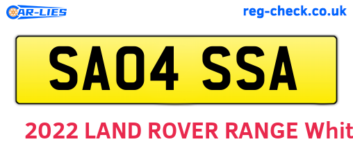 SA04SSA are the vehicle registration plates.