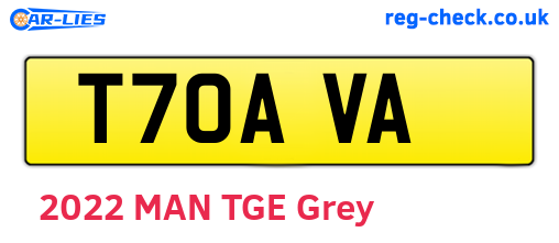 T70AVA are the vehicle registration plates.