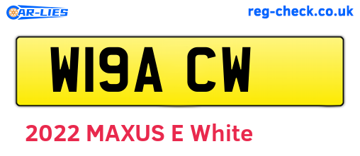 W19ACW are the vehicle registration plates.
