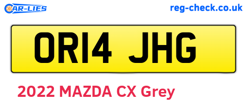 OR14JHG are the vehicle registration plates.