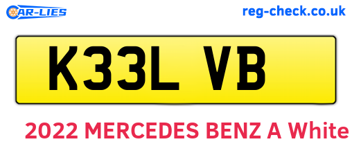 K33LVB are the vehicle registration plates.