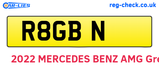 R8GBN are the vehicle registration plates.